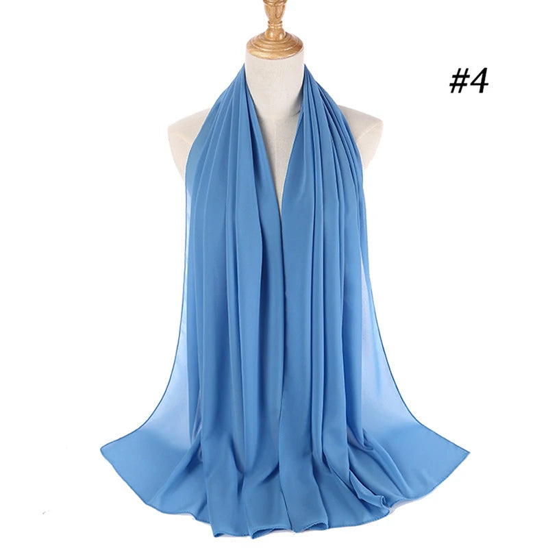 Hijab musulman en mousseline pour femmes, écharpe en mousseline bulle, voile pour femmes, musulmanes, islamiques, de couleur unie, malaisiennes, écharpes foulard musulman