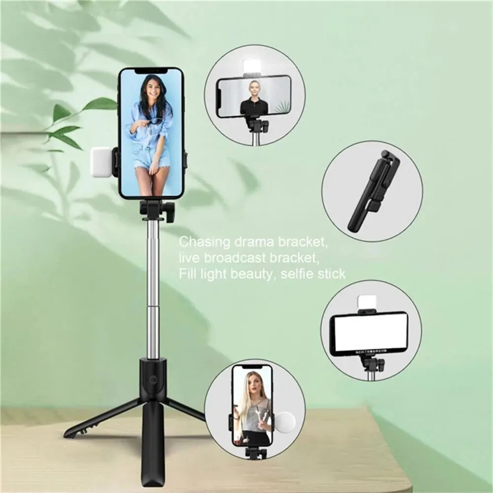 Trépied perche à selfie pour téléphone portable avec télécommande Bluetooth et anneau lumineux pour téléphone