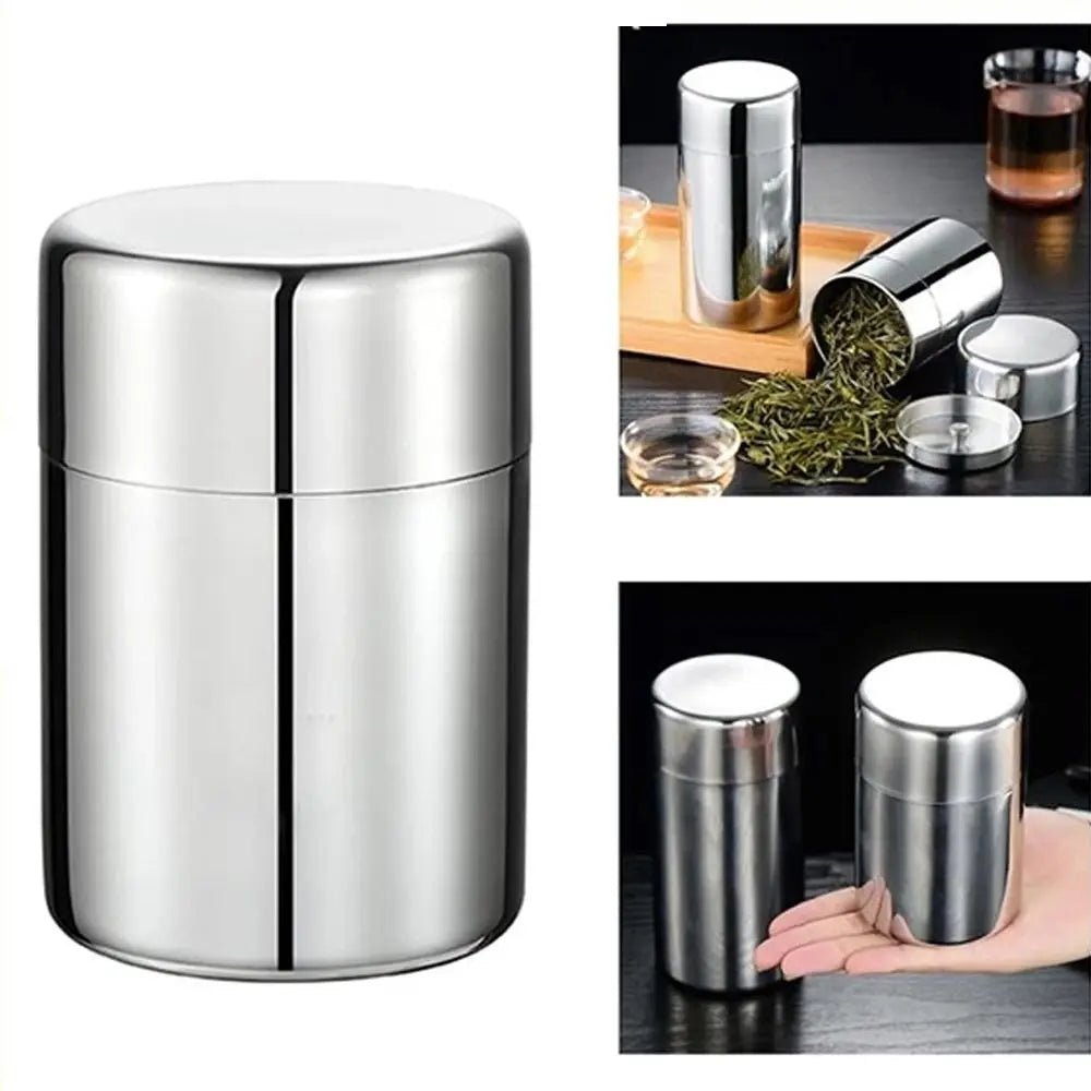 Hiqh Quality Stainless Steel Tea Tin 400ml/550ml Moisture-proof Tea Jar Large Capacity Sealed Tea Can for Home&Travel