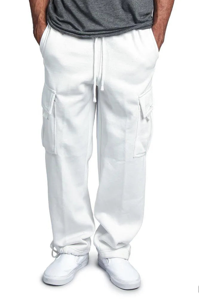 Frühling und Herbst Neue Herren Sport-Freizeit-Hose Multi-Pocket Lose Unifarbene Cargo-Arbeitshose Streetwear Herrenhose