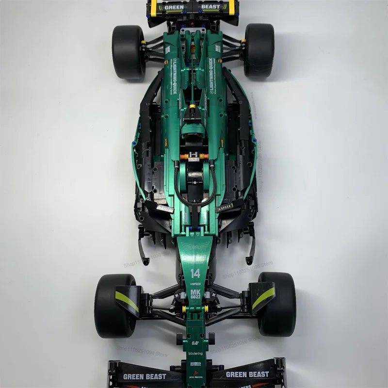 MK6022 1912PCS 1:8 New Technic Martin Aramco AMR25 Building Blocks MOC F1 Car DIY Assembly Model Set Toys Gifts for Boys Kids