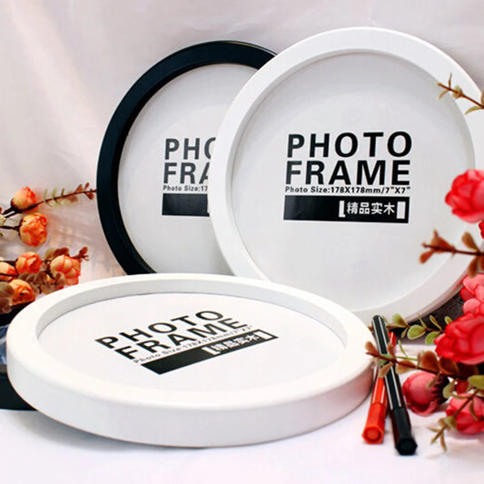 Round Photo Frame DIY Wooden Wall Mounted Hanging Picture Frame Weeding Gift Home Decor Murale 6-12inch
