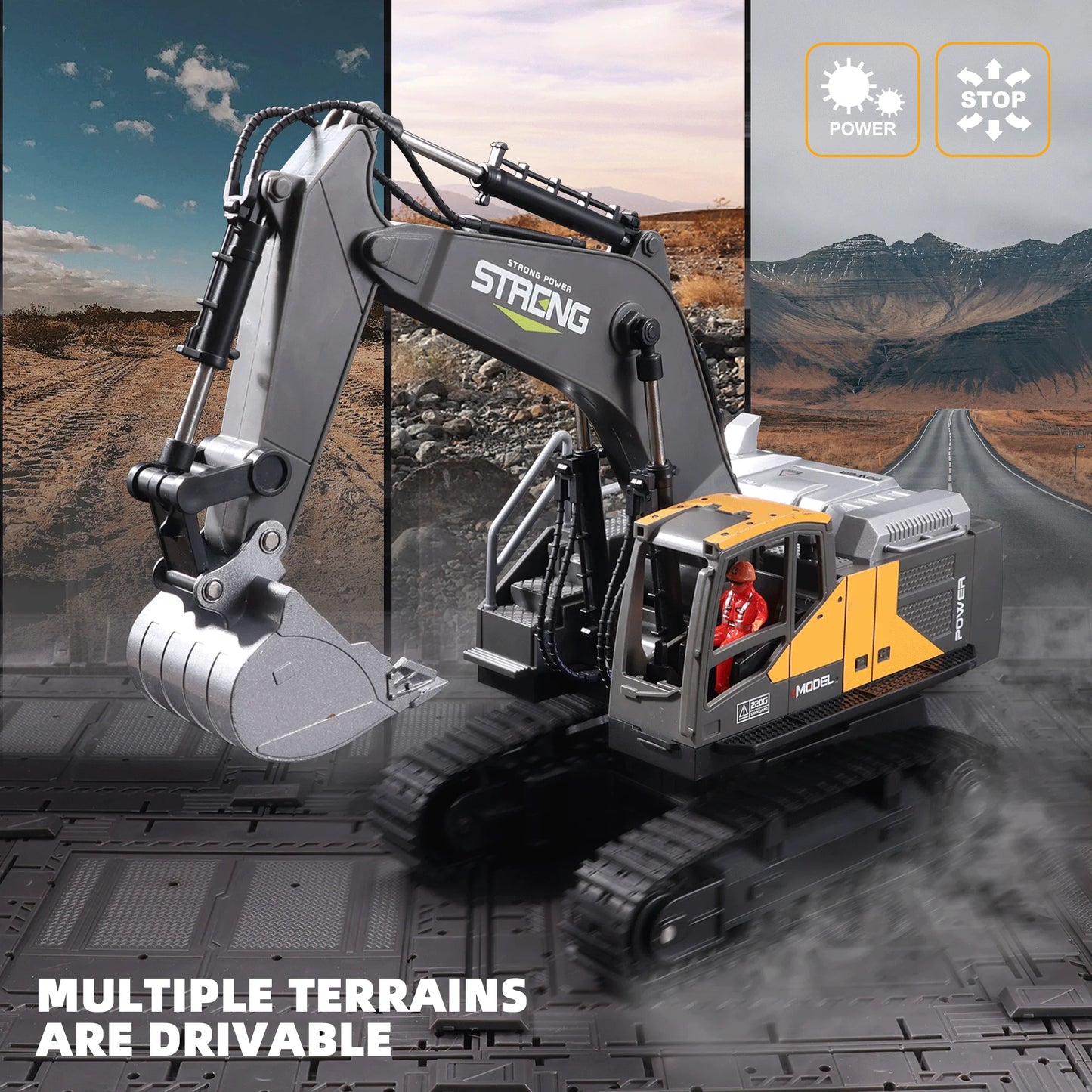 ZWN 1/16 1/20 Ferngesteuerter Bagger Kipper RC Modellauto Spielzeug Professionelles Legierungs-Simulations-Baufahrzeug für Kinder