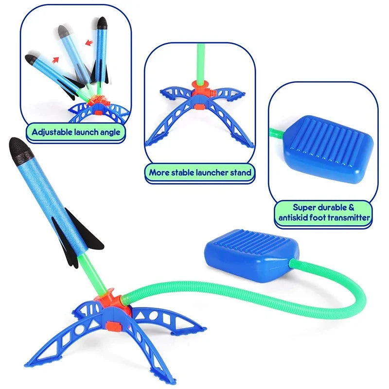 Fusée extérieure pour enfants, pompe à pied, costume de fusée planante à air comprimé, jeu de lanceur de fusée à air comprimé, cadeaux jouets pour enfants