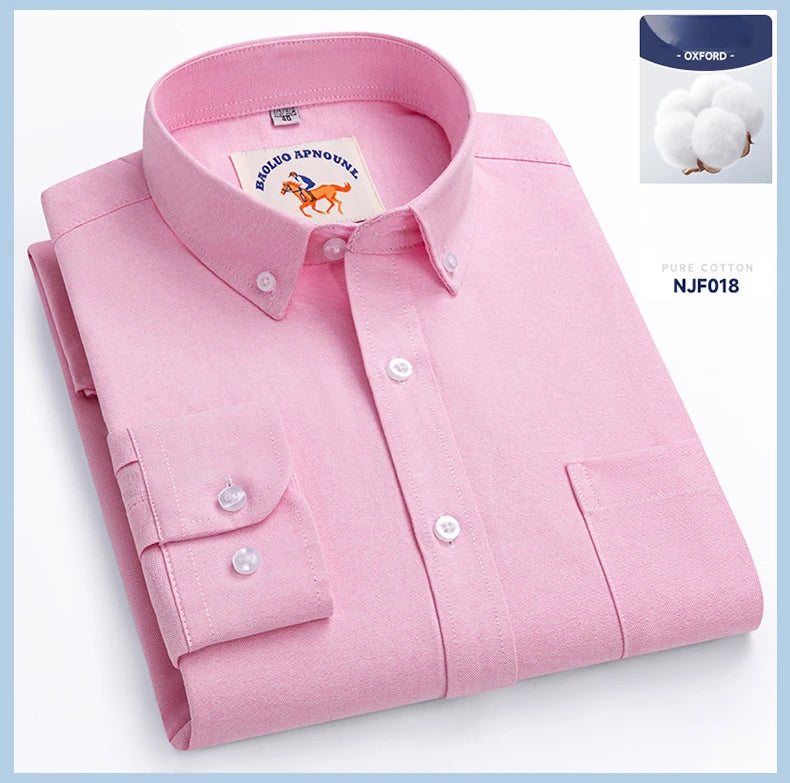 Chemises Oxford à manches longues en 100 % coton pour homme, grandes tailles 8XL, coupe ajustée, unies ou rayées, pour le bureau, couleur blanche, tenues professionnelles