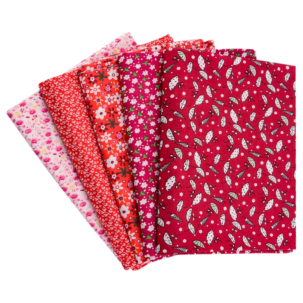 Schöner frischer rot bedruckter Stoff mit Blumenmustern, dünner Stoff aus 100 % Baumwolle, Patchwork für DIY-Bastelarbeiten, Heimtextilien, Meterware