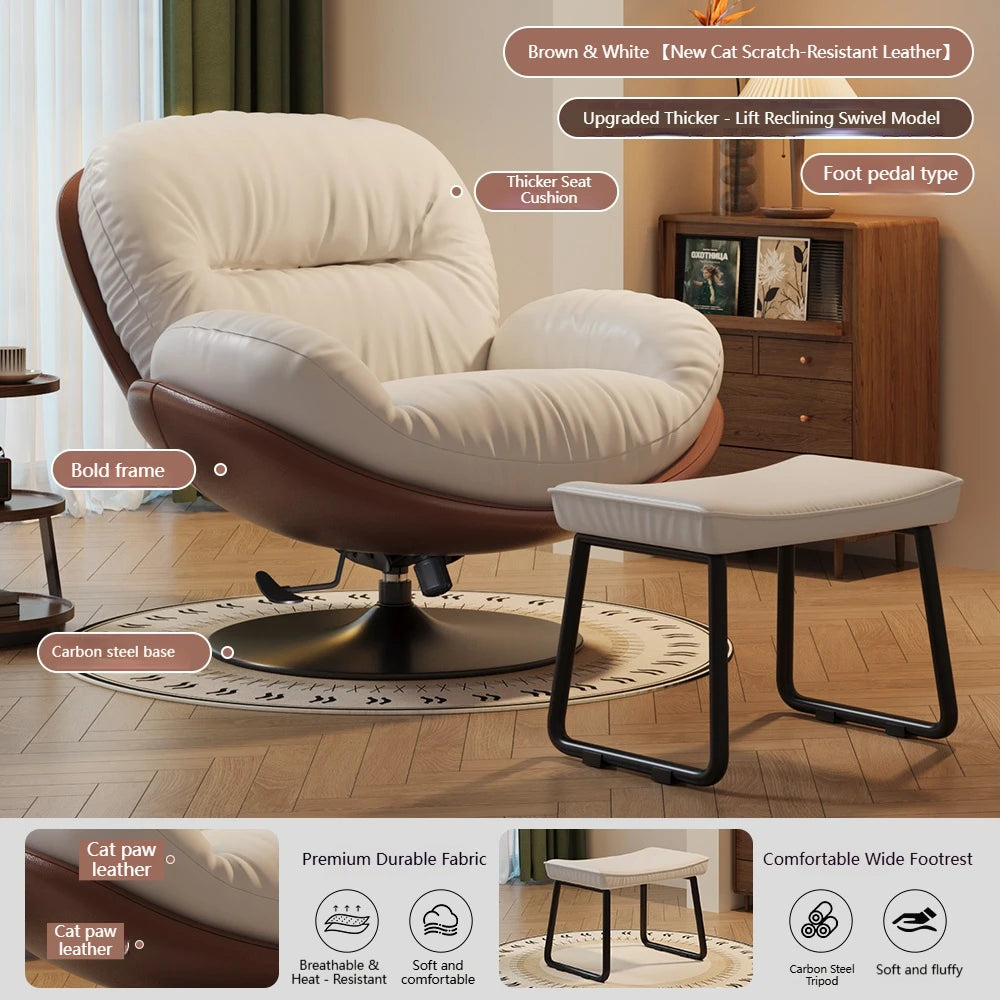 Luxuriöser Wohnzimmer Sessel Weich Liegender Relaxsessel für Zuhause Höhenverstellbar Moderner Schlafzimmer Drehstuhl Sofasessel Möbel
