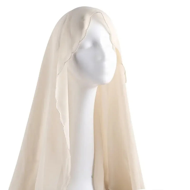 Châles Hijab en mousseline de soie pour femme, écharpe en dentelle, foulards unis, foulards pour femme, voile musulman 70*180cm