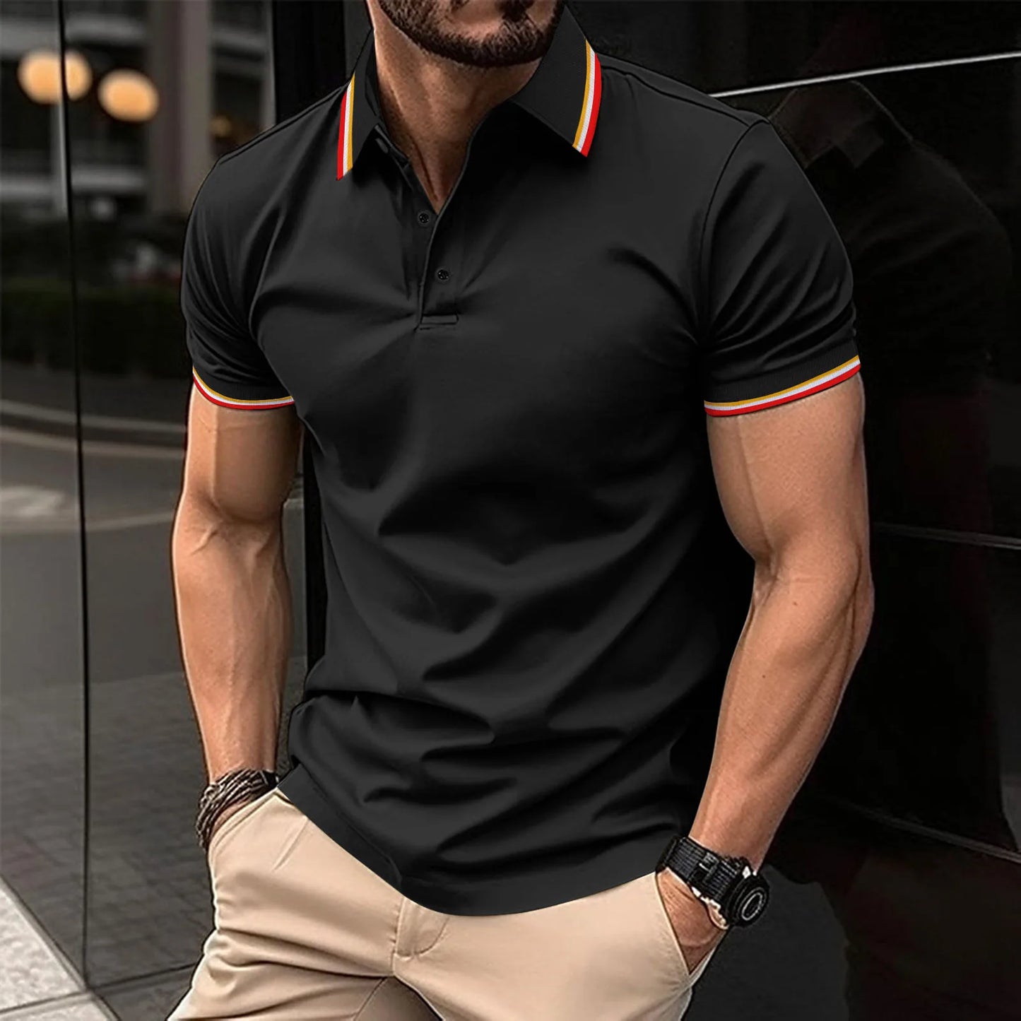2025 Hot Sale Men's Summer Casual Breathable Comfortable Polo Shirt Men's Solid Color High Quality Short Sleeve T-Shirt