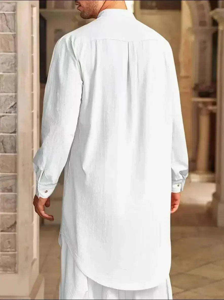 Chemise musulmane ample en coton pour homme du Moyen-Orient, arabe, malaisien, nouveauté 2025