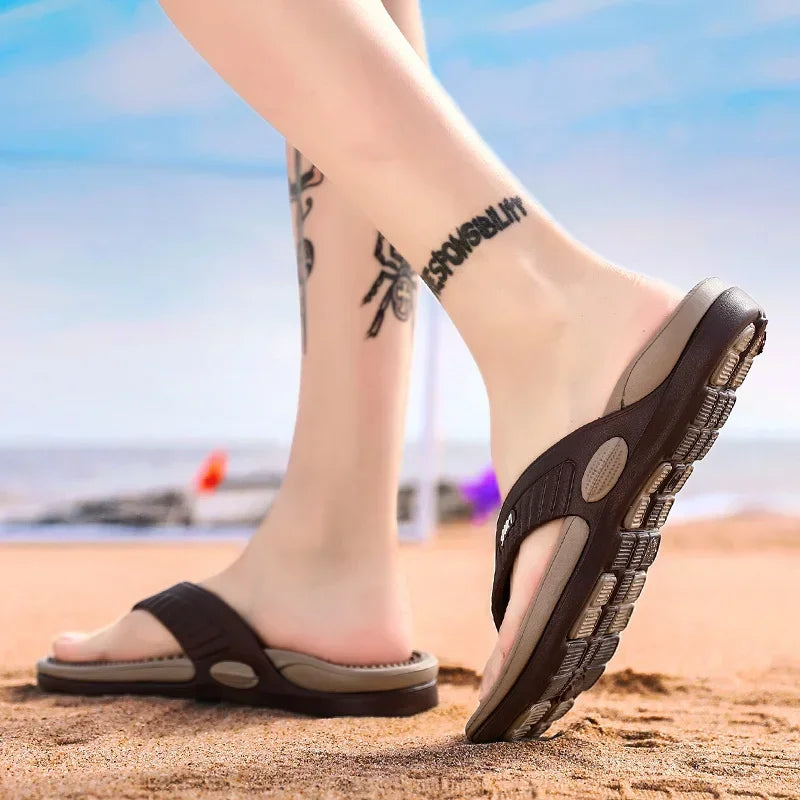 Massage Flip Flops für Herren, Sommer atmungsaktive Strandschuhe, Sandalen Herren, Luxus Flip Flops, atmungsaktiv, Übergröße, Herren Hausschuhe 46