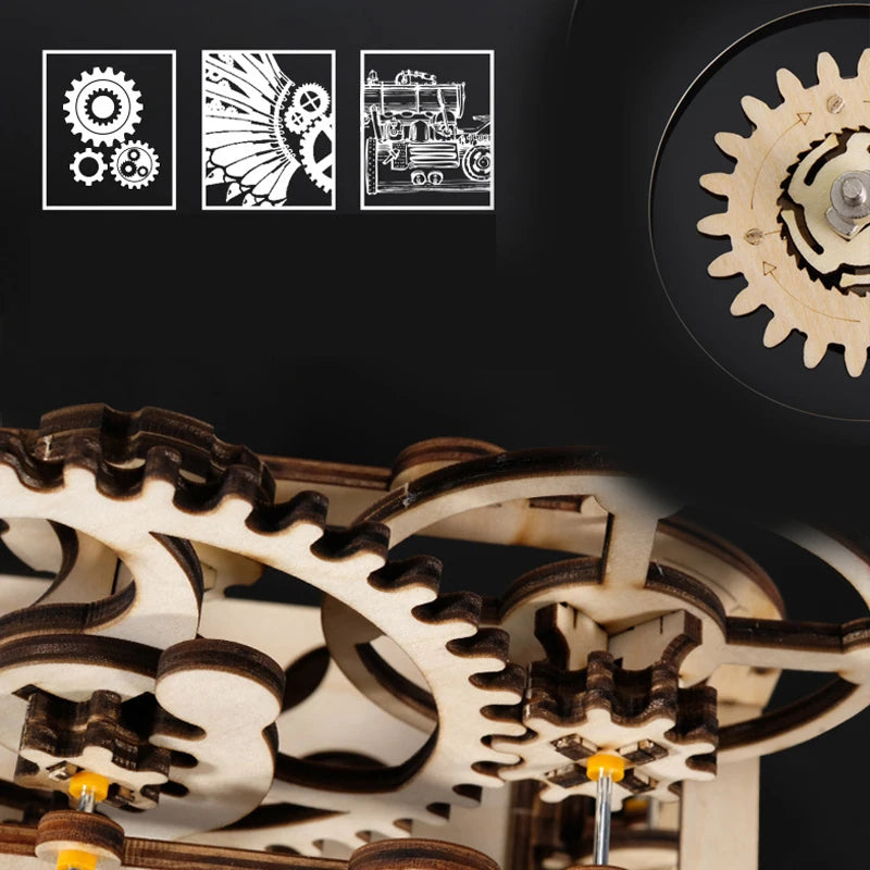 3D Holzpuzzle Murmelbahn Set DIY Aufbau Baukasten STEAM-Engine Lernspielzeug für Erwachsene Kinder Geburtstagsgeschenke
