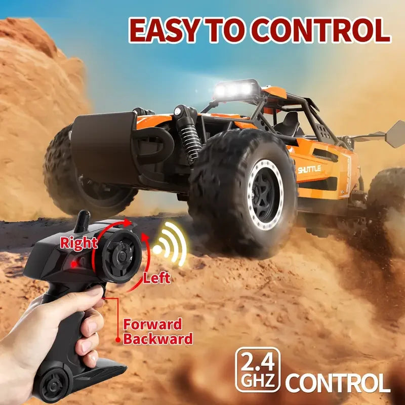 DK087 Voiture RC Tout-terrain 20KM/H 2WD Télécommandée 1:16 Coque Métal Phares LED Voiture Jouet RC pour Cadeaux
