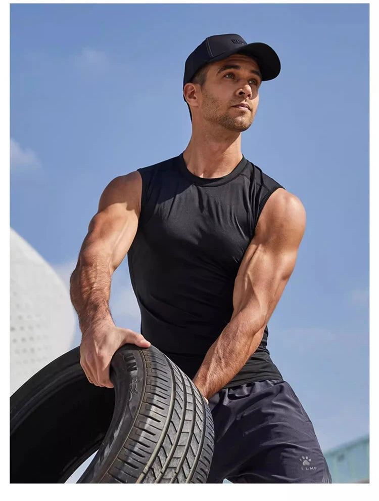 Débardeur de Compression Homme Chemise de Sport Sans Manches Séchage Rapide Musculation Fitness Gilet Entraînement Haut Musculaire