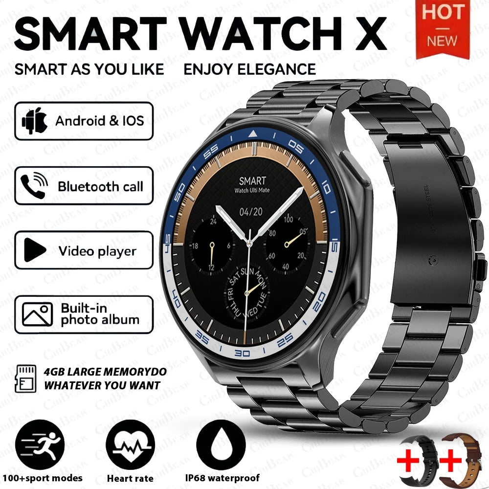OPPO DT Watch X Montre Connectée Bluetooth avec Appel, 4 Go de Mémoire, Enregistrement, Lecture MP3+MP4, Son Surround Visuel 3D, Smartwatches Homme 2025 Nouveau