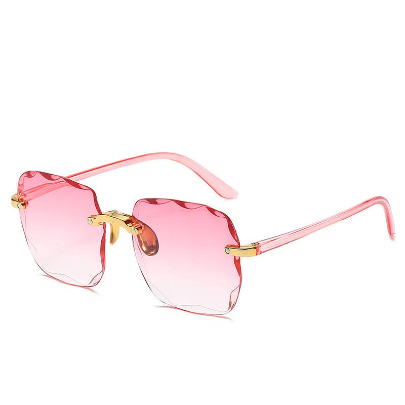 Randlose Damen-Sonnenbrille, modische Verlaufsgläser, Damensonnenbrille, Vintage-PC-Bügel, klassische Designer-Sonnenbrille für Herren