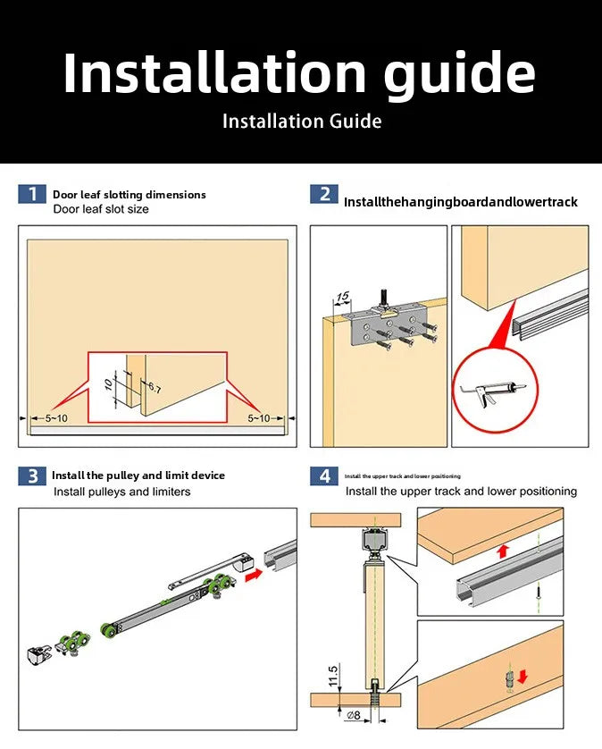 18-25 Board Without Lower Rail Wardrobe Hanging Sliding TV Cabinet Damping Buffer Wooden DoorTrack Sliding Pull-out Sliding Rail