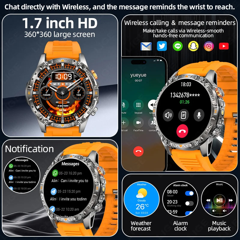 LIGE Nouvelle Montre Intelligente Militaire Hommes 1000mAh Batterie Super Capacité Bracelet Sportif Extérieur Moniteur de Fréquence Cardiaque Montre Connectée Étanche