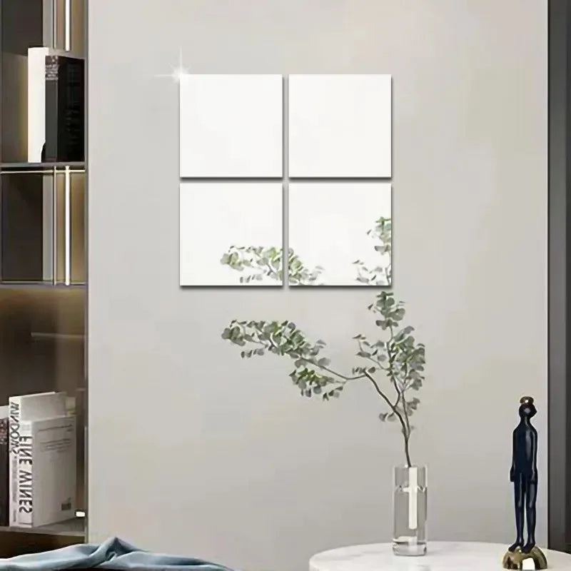 Stickers muraux 3D décoratifs auto-adhésifs en forme de miroir, 4 pièces, taille 20/30 cm, adaptés aux maisons, bureaux, chambres, etc.