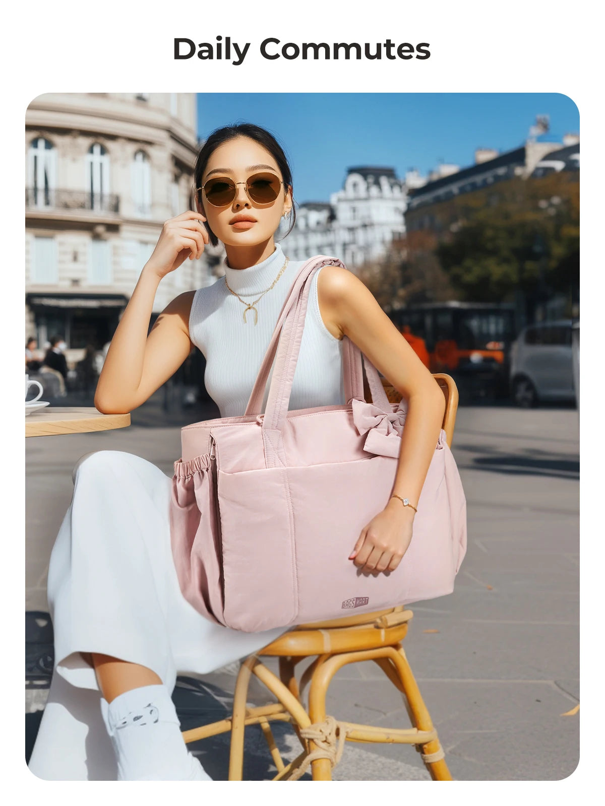 Grand sac fourre-tout grande capacité BAGSMART pour femmes, sac à main polyvalent pour les trajets quotidiens, sacoche bandoulière avec plusieurs poches, sac de sport