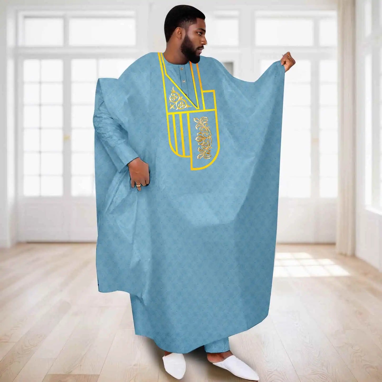 APTX Afrikanische Kleidung für Herren Muslimischer Kaftan Weiß Traditionelle Hochzeit Party Anzug Hemd Hose 3-teiliges Set Dashiki Agbada Ramadan 2516047