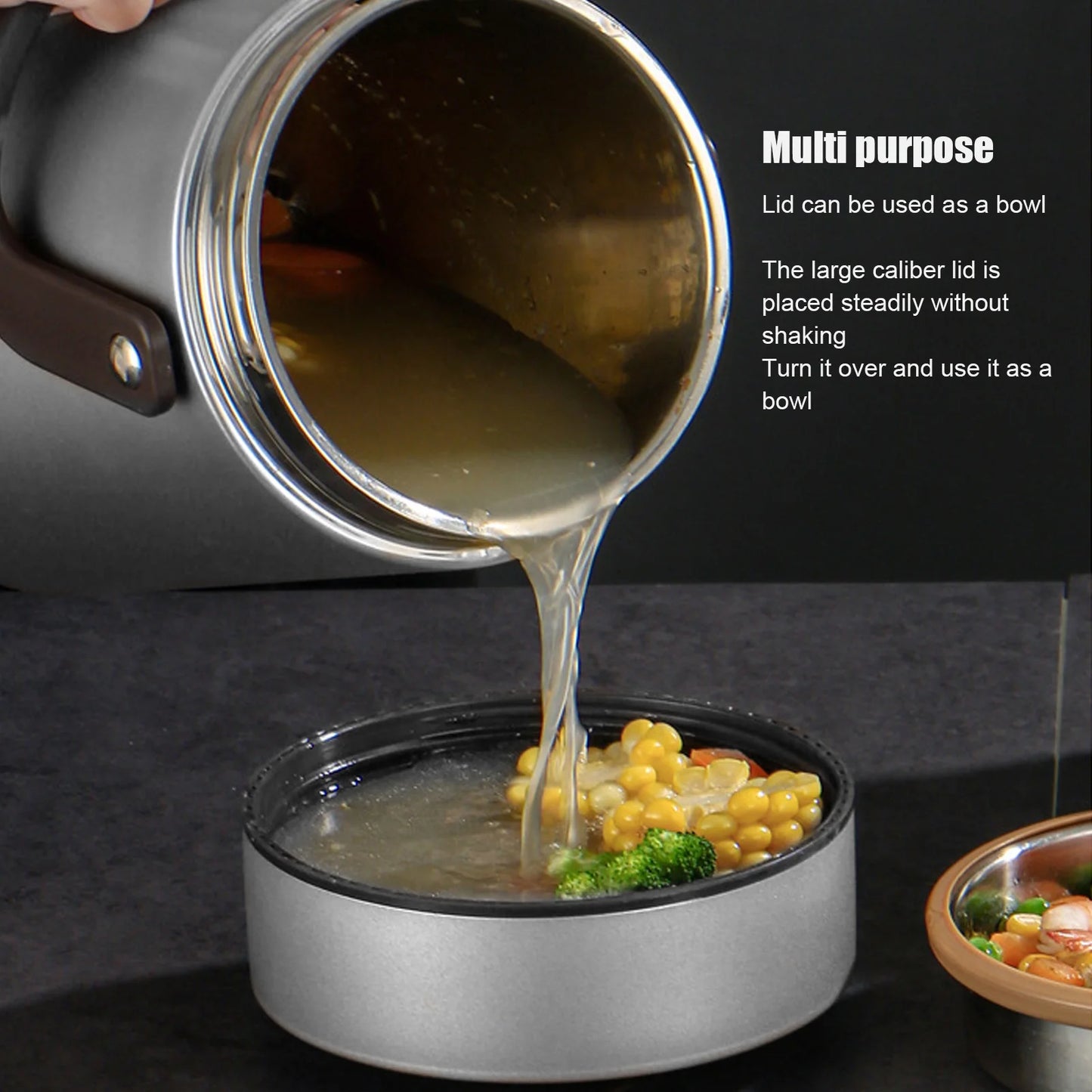 Récipients Isothermes pour Déjeuner 2300 ml, Pot Alimentaire Isotherme en Acier Inoxydable, Boîte à Bento Isotherme Portable pour le Travail et les Voyages