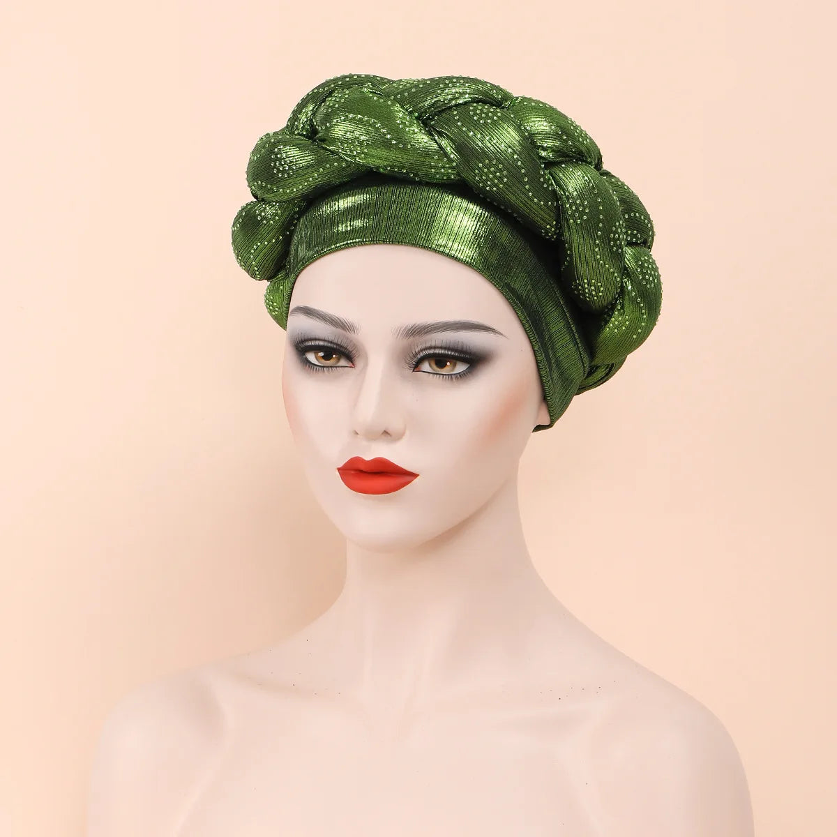Bandeau africain tressé à diamants faits à la main Turban Femme Voiles de tête Pré-noués Foulard Bonnet Chapeau de mariage nigérian