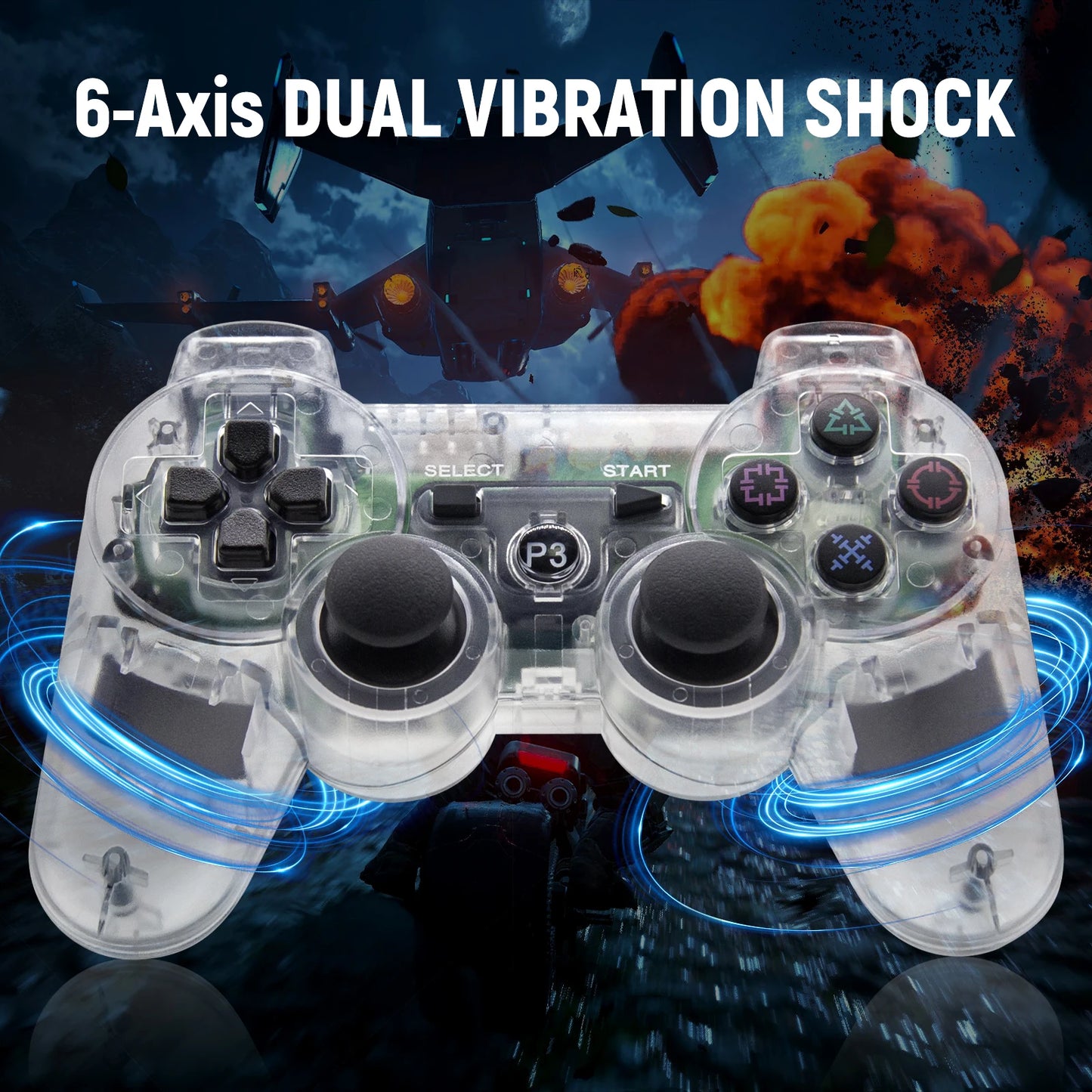 GOMROMBO Game Controller For Playstation 3/PS3/PC/Android Wireless BT Gamepad 6 Axis Gyro Dual Motor Vibration Gaming Joystick