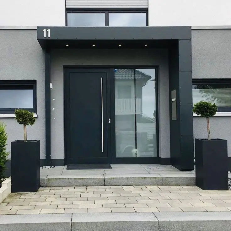 Portes principales prix usine pour la sécurité domestique, portes en aluminium au design moderne avec verre trempé pour villa, porte d'entrée personnalisée