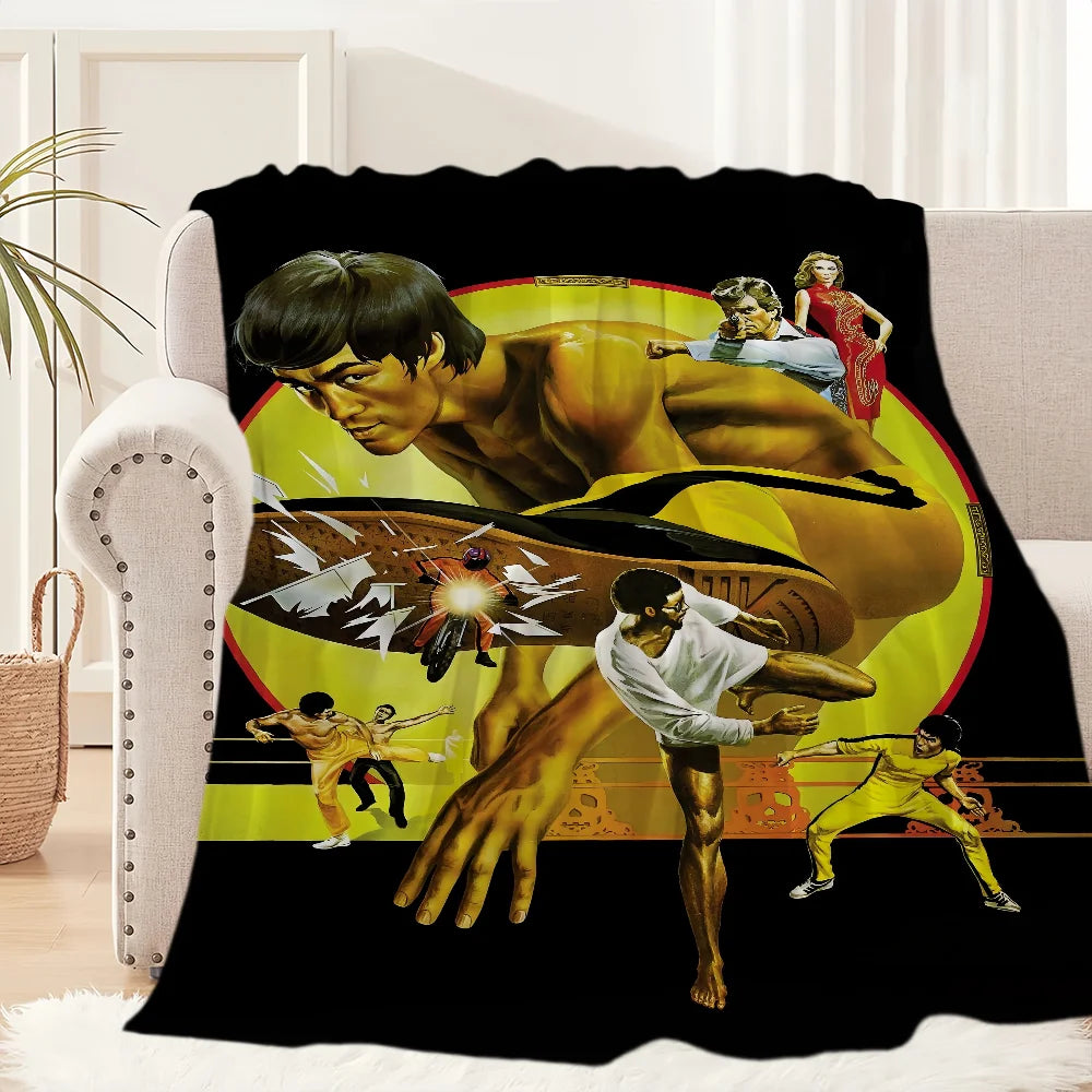 Couverture polaire Bruce Lee Kung Fu, tapis de sieste pour canapé, salon, bureau, chambre à coucher, cadeaux d'anniversaire pour enfants, voyage, maison