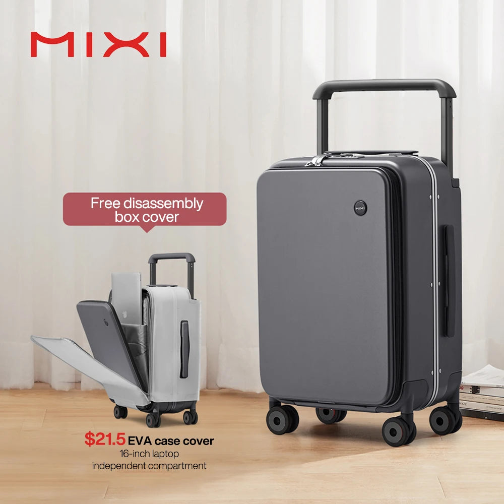 Mixi New Design Wide Handle Koffer Herren Handgepäck Damen Reise Trolley 20 Zoll Kabine PC Aluminiumrahmen M9275