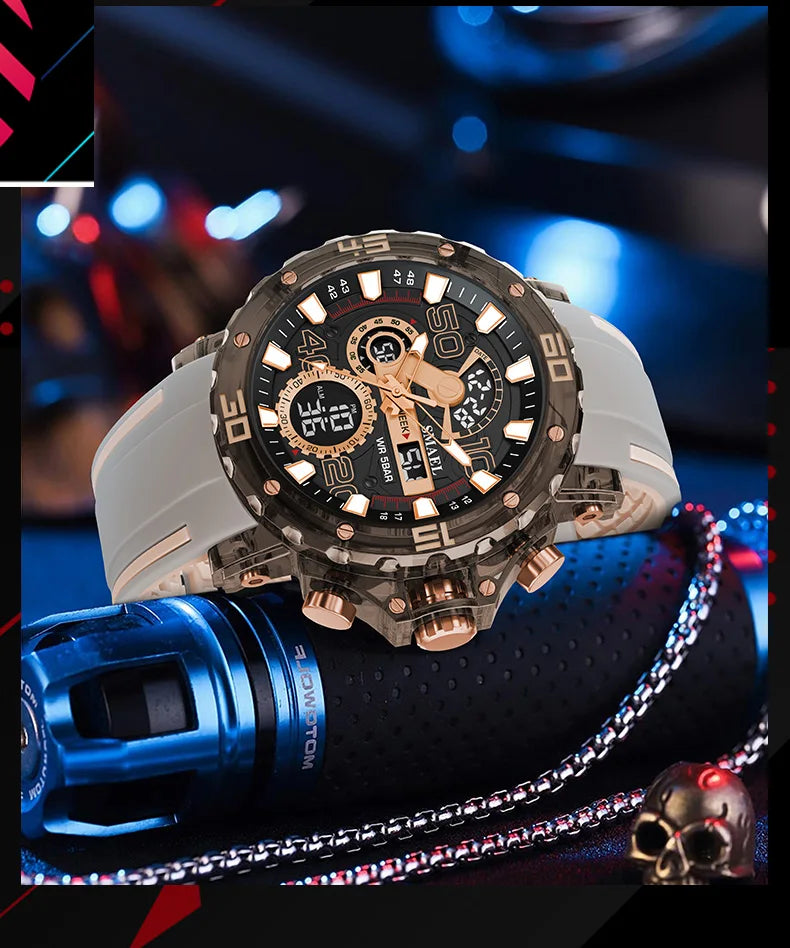 Montres Militaires Hommes Montre 2025 Nouvelle 50M Étanche Chronomètre Alarme Lumière LED Montres Digitales 8136 Montre Sport Homme