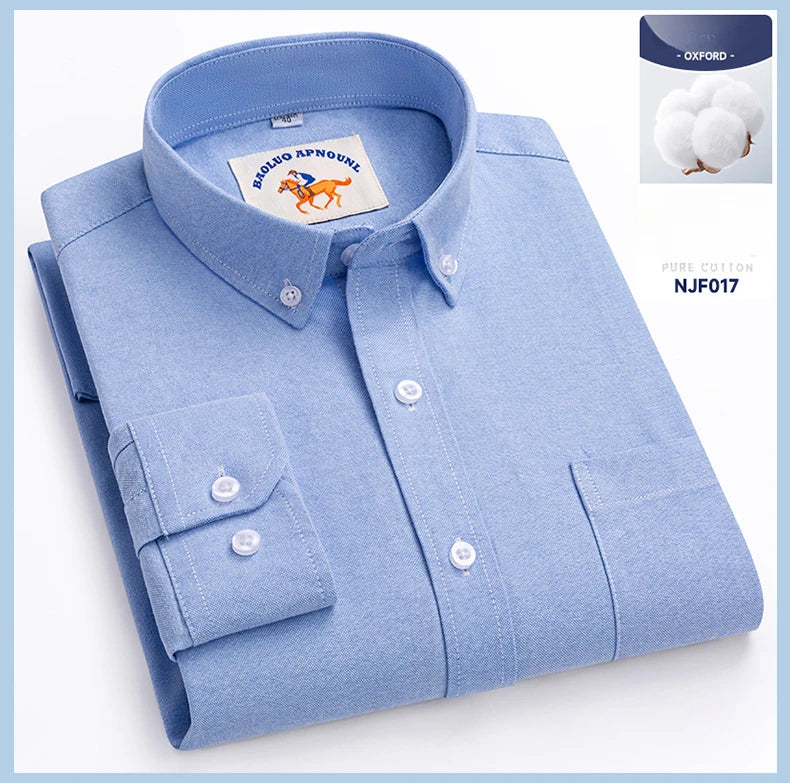 Chemises Oxford à manches longues en 100 % coton pour homme, grandes tailles 8XL, coupe ajustée, unies ou rayées, pour le bureau, couleur blanche, tenues professionnelles