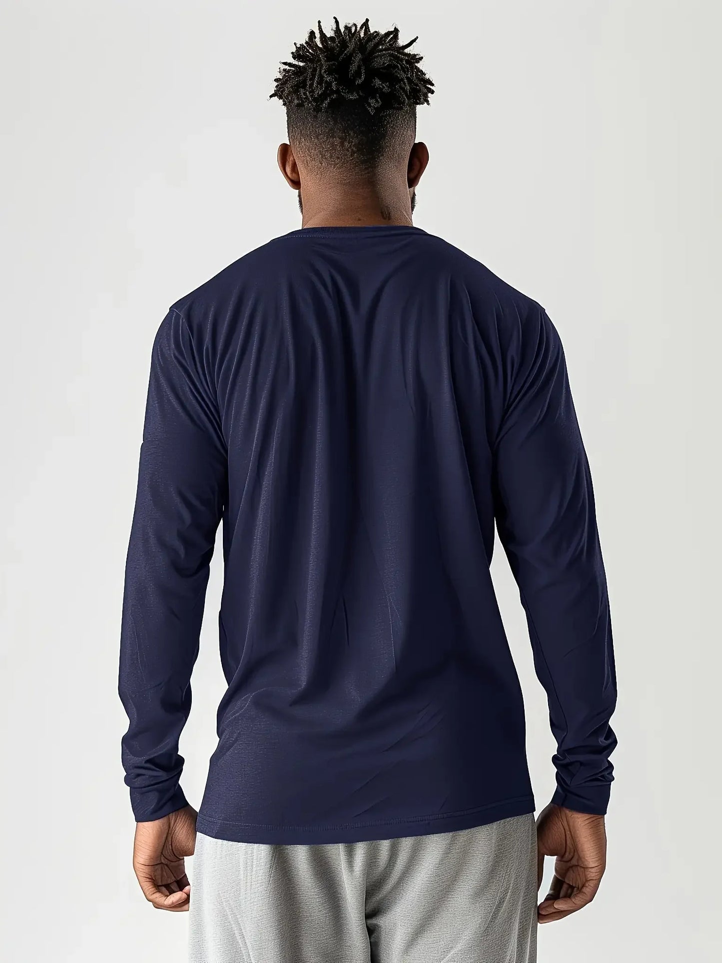 T-shirt à manches longues et col rond pour homme, couleur unie, lot de 5, design polyvalent, confortable et tendance