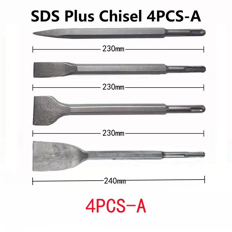 250mm Meißelsatz SDS Plus Schaft Elektrohammerbohrer Punkt Nut Flachmeißel Mauerwerkzeug für Beton Ziegelwand Stein