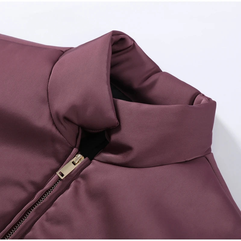 Fashion Y2K Satin Bomberjacke Damen Malve Puffärmel Cropped Reißverschluss Freizeit Jacke 2026 Frühling Lady Chic Street Mäntel Neu