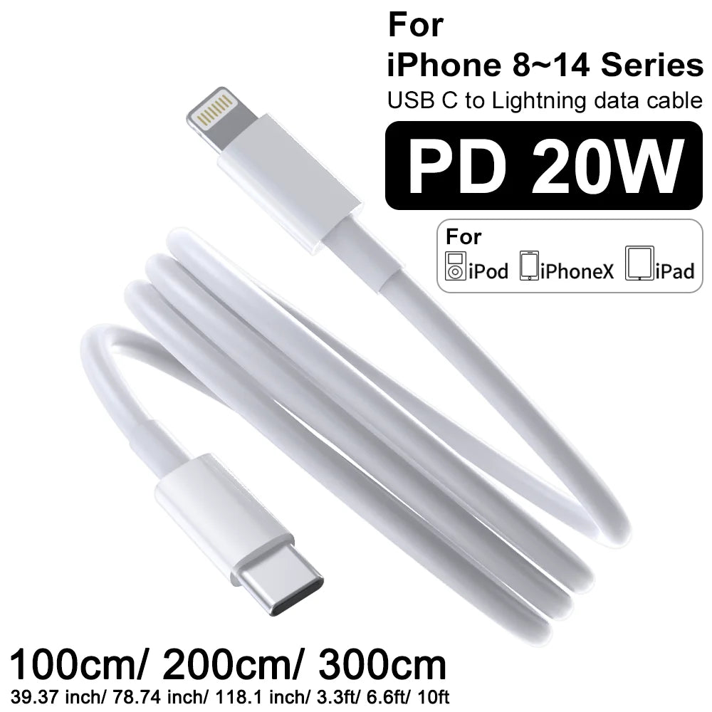 Câble USB C vers Lightning TPE certifié MFi 1M 2M 3M Charge Rapide Cordon de Chargeur de Données pour iPhone 14 13 12 X XR