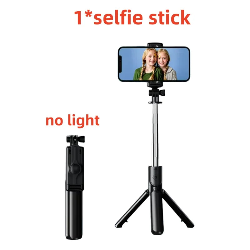 MEUYAG Tragbares, faltbares Selfie-Stick-Stativ mit Aufhelllicht und kabelloser Bluetooth-Fernbedienung für Telefone