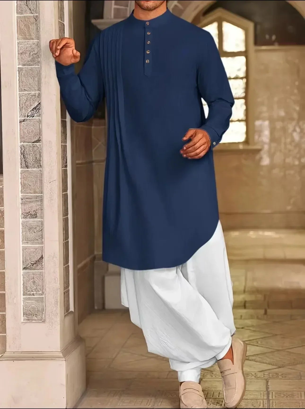 Chemise musulmane ample en coton pour homme du Moyen-Orient, arabe, malaisien, nouveauté 2025