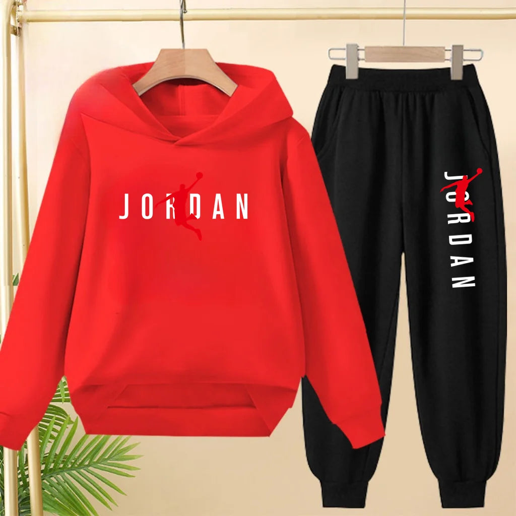 Ensemble mode décontracté de survêtement à capuche noir pour enfants, haut et pantalon, pour garçons et filles, bambins de 3 à 12 ans