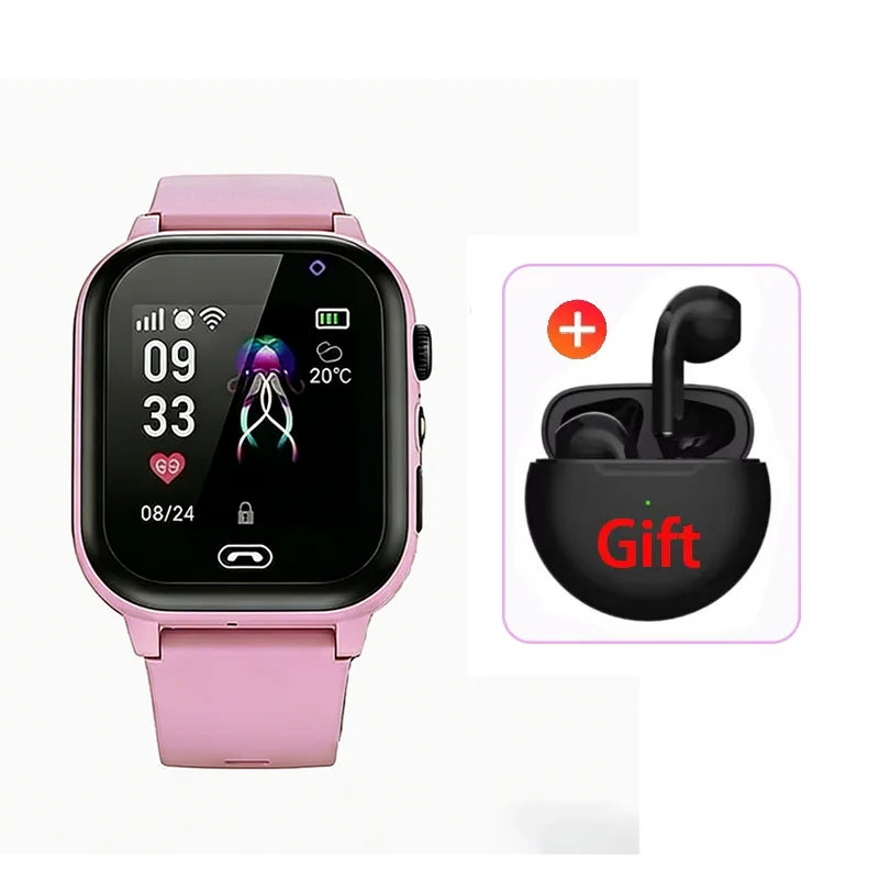 Montre intelligente pour enfants 5G GPS Localisation Appel vidéo Carte SIM SOS Caméra enfant Étanche Mise à niveau 2025 Pour garçons filles Ajouter des écouteurs