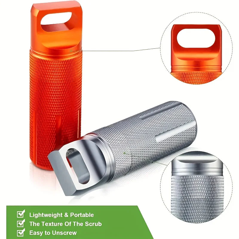 Pilulier Portable en Alliage d'Aluminium Étanche Boîte de Rangement Scellée Contenant de Voyage pour Petites Pilules Étui à Médicaments de Poche