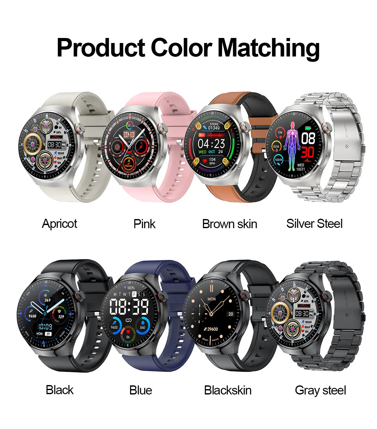 Montre Intelligente de Soins Infirmiers 2025 Montre connectée Santé, oxygène sanguin, lipides sanguins, acide urique, ECG+PPG, température corporelle, appel Bluetooth