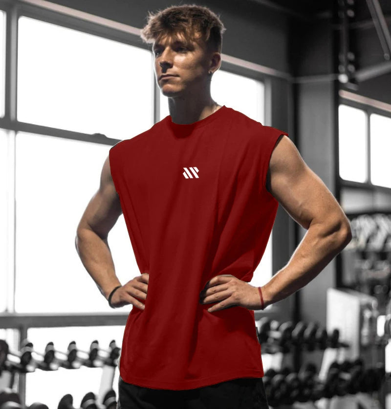 Herren ärmelloses Sportshirt, Fitnessstudio, Laufen, schnell trocknendes Weste, atmungsaktiv, locker, Training, Sommer Herrenbekleidung