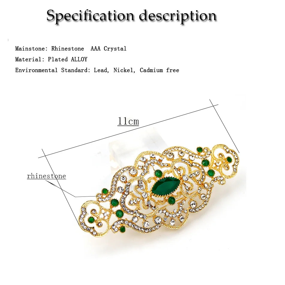 Sunspicems Chic Morocco Crystal Women Brooch Gold Color Arabic Flower Caftan Pins Arabesquitic Wedding Jewelry Dubai Bridal Gift