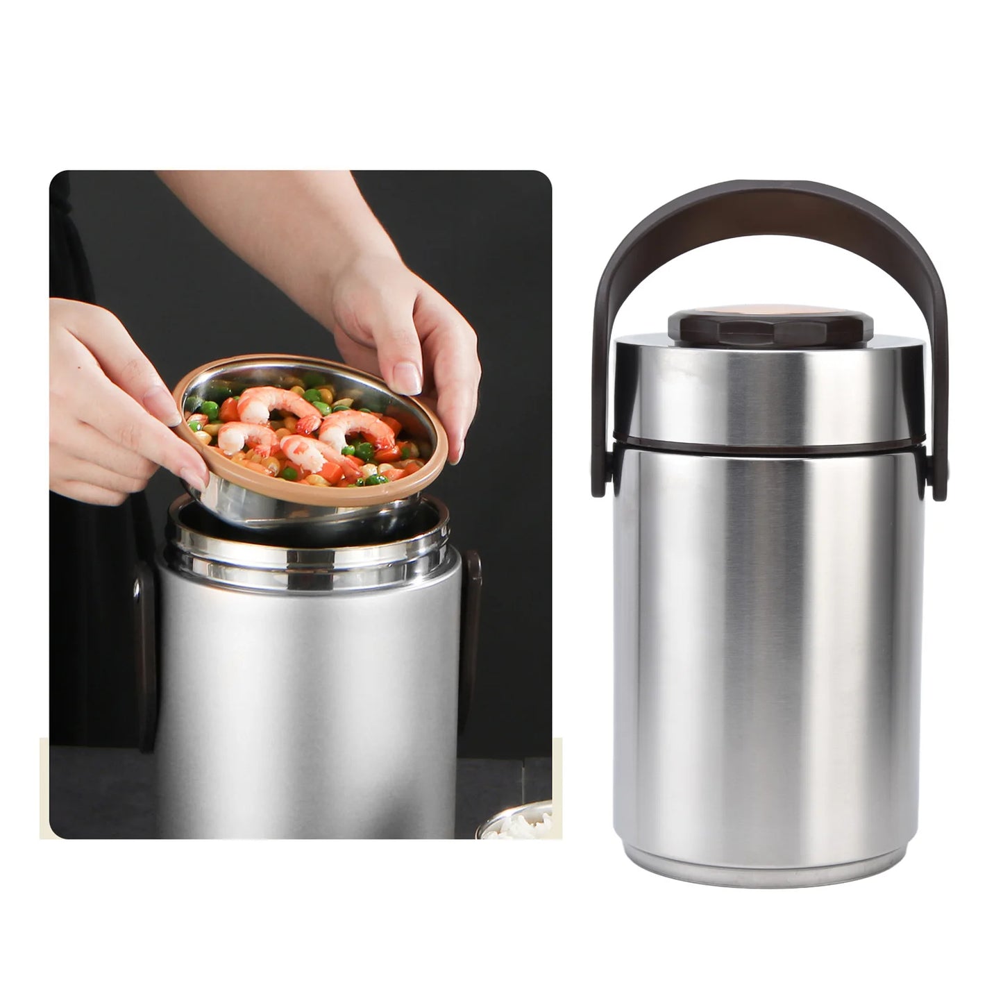 Récipients Isothermes pour Déjeuner 2300 ml, Pot Alimentaire Isotherme en Acier Inoxydable, Boîte à Bento Isotherme Portable pour le Travail et les Voyages