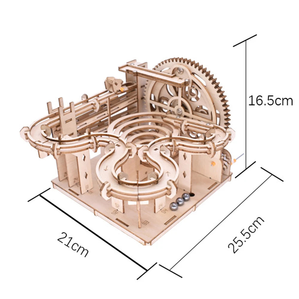 3D Holzpuzzle Murmelbahn Set DIY Aufbau Baukasten STEAM-Engine Lernspielzeug für Erwachsene Kinder Geburtstagsgeschenke