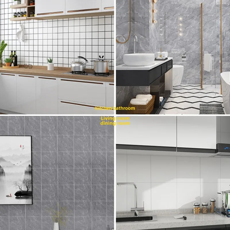 Simulated Thick Marble Tile Wall Sticker PVC Waterproof Self-adhesive Living Room Toilet Kitchen Home Floor Sticker