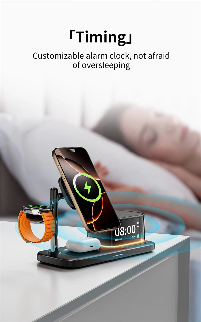 Magnetic 5 in 1 Qi2.2 25W Fast Wireless Charging Stand For Magsafe iPhone 17 16 Pro Max Apple & Galaxy Watch Galaxy S26 S25