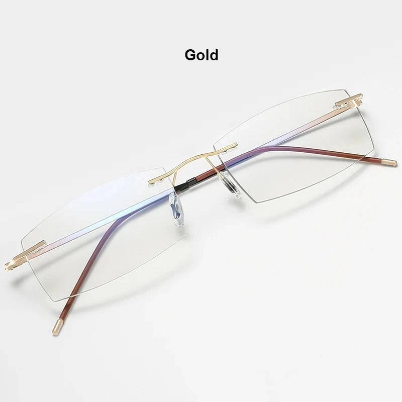 Lunettes de lecture anti-lumière bleue pour femmes, monture sans bords à découpe diamantée, pour hommes, anti-fatigue, hypermétropie, presbytie +1,5